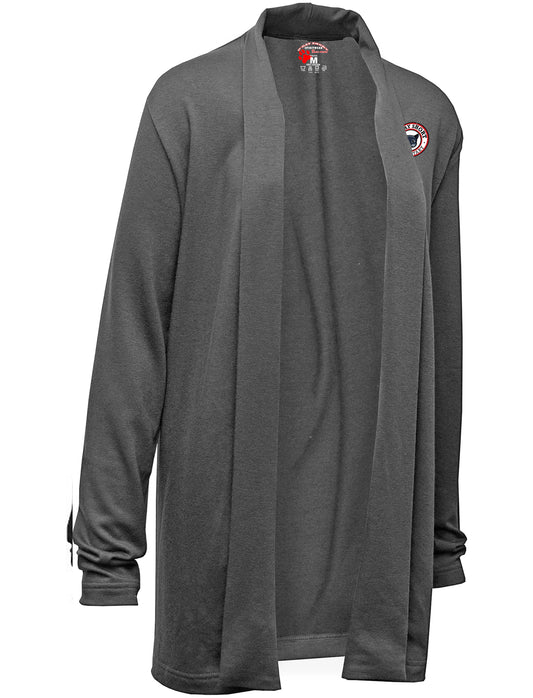 Ladies low hip Cardigan with Logo